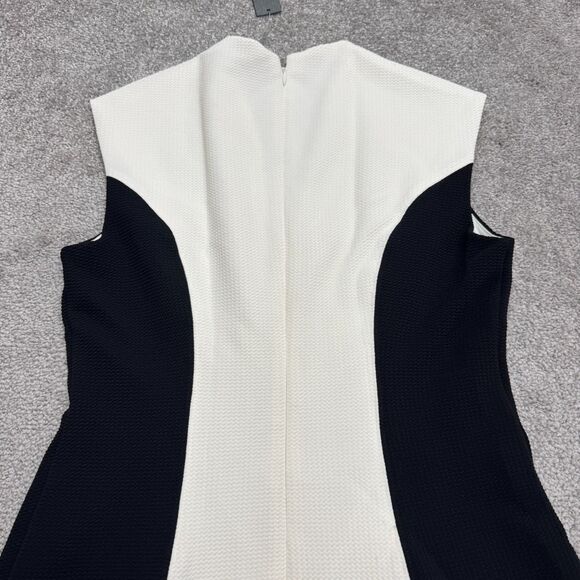Apt. 9 Colorblock Cap Sleeve Textured A-Line Midi Dress Womens 6 Black White NWT - Picture 4 of 16